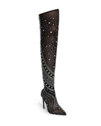 SOCK RHINESTONE STILLETO HIGH BOOTS