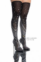 SOCK RHINESTONE STILLETO HIGH BOOTS