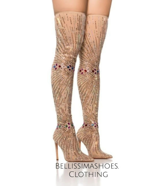 Embellished Stilleto Thing High Boot