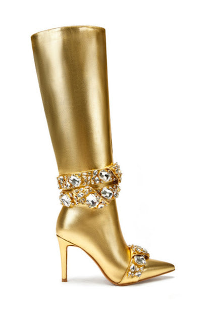 EMBELLISHED KNEE BOOTS