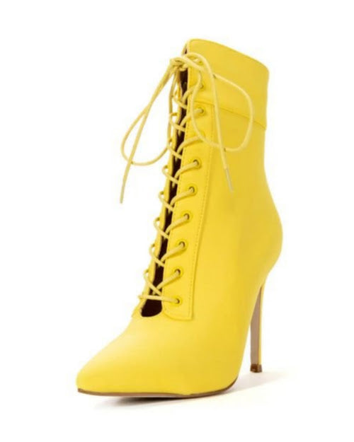 Lace Up Pointed Booties