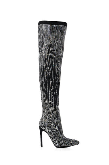 Rhinestone Pointy High Boot