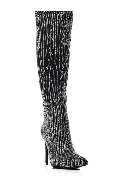 Rhinestone Pointy High Boot