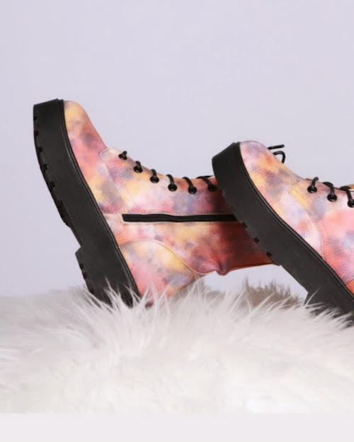 Tie Dye Lug Combat Booties