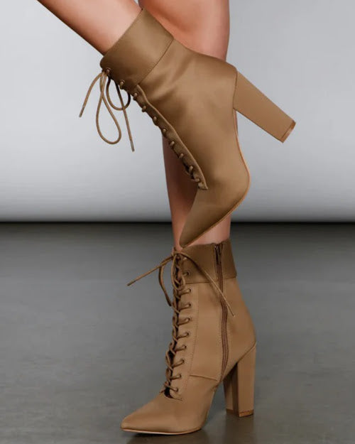 Lace Up Pointed Booties