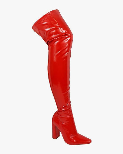 Chunky Faux Leather High Boots