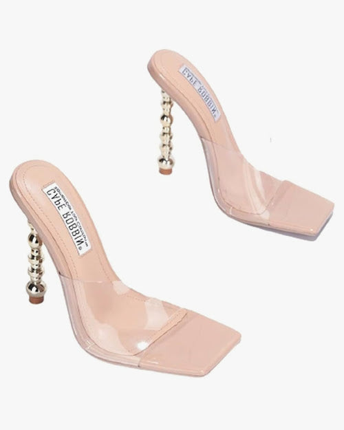 CLEAR MULES HEELS