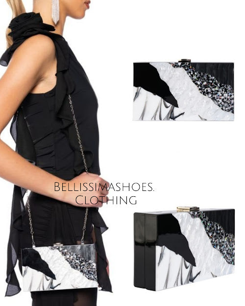Sparky Black / White Clutch Bag