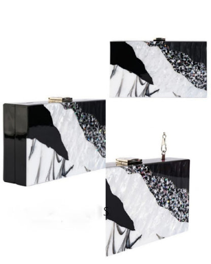 Sparky Black / White Clutch Bag