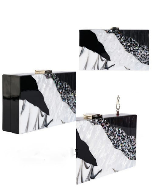 Sparky Black / White Clutch Bag