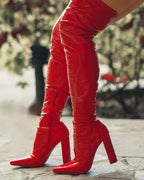 Chunky Faux Leather High Boots