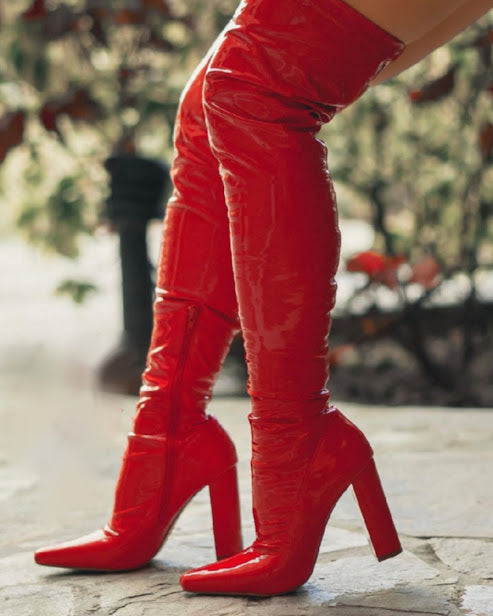 Chunky Faux Leather High Boots