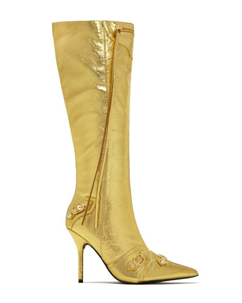 GOLD METALLIC LEATHE KNEE BOOTS