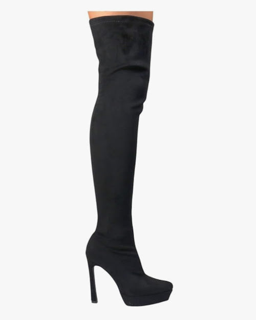 FAUX SUEDE/ LEATHER HIGH BOOTS