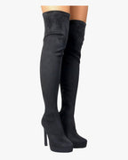 FAUX SUEDE/ LEATHER HIGH BOOTS