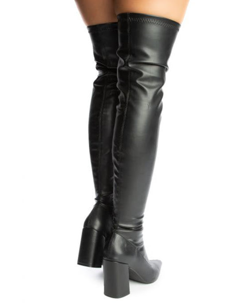Chunky Pointed Over High Boots