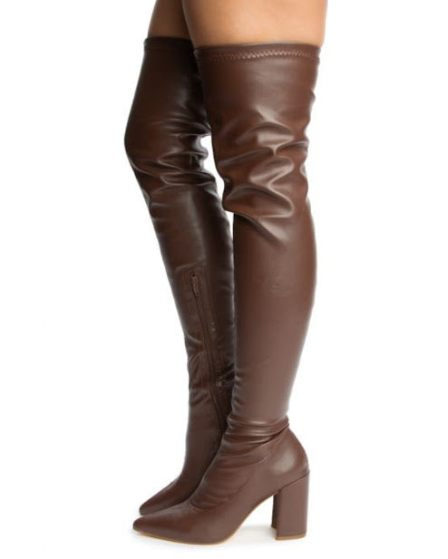 Chunky Pointed Over High Boots