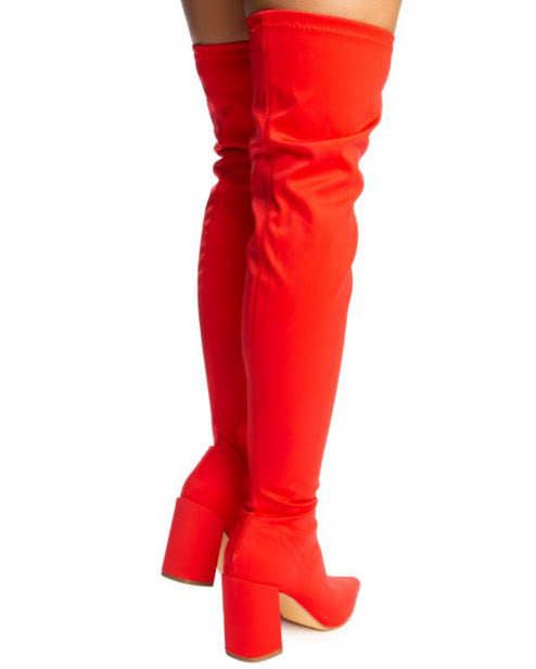 Chunky Pointed Over High Boots