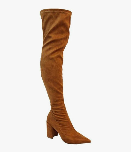 Block Suede Over Knee Boot