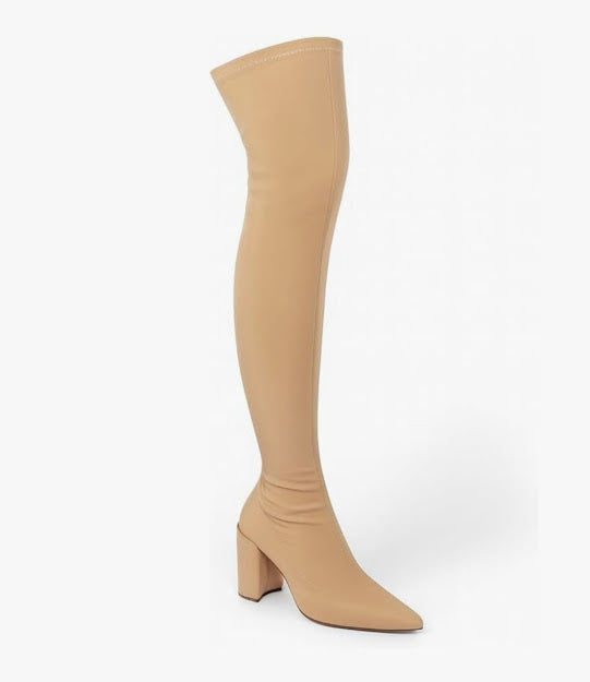 Block Suede Over Knee Boot