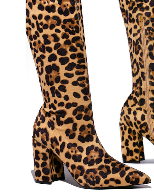 Block Suede Over Knee Boot