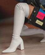 CHUNKY LEATHER KNEE BOOTS