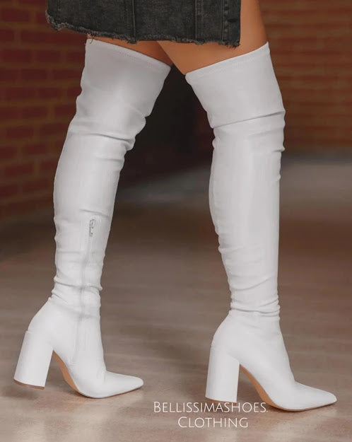 CHUNKY LEATHER KNEE BOOTS