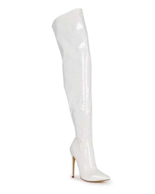 FAUX PATENT STILETTO HIGH BOOTS