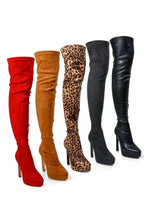 FAUX SUEDE/ LEATHER HIGH BOOTS