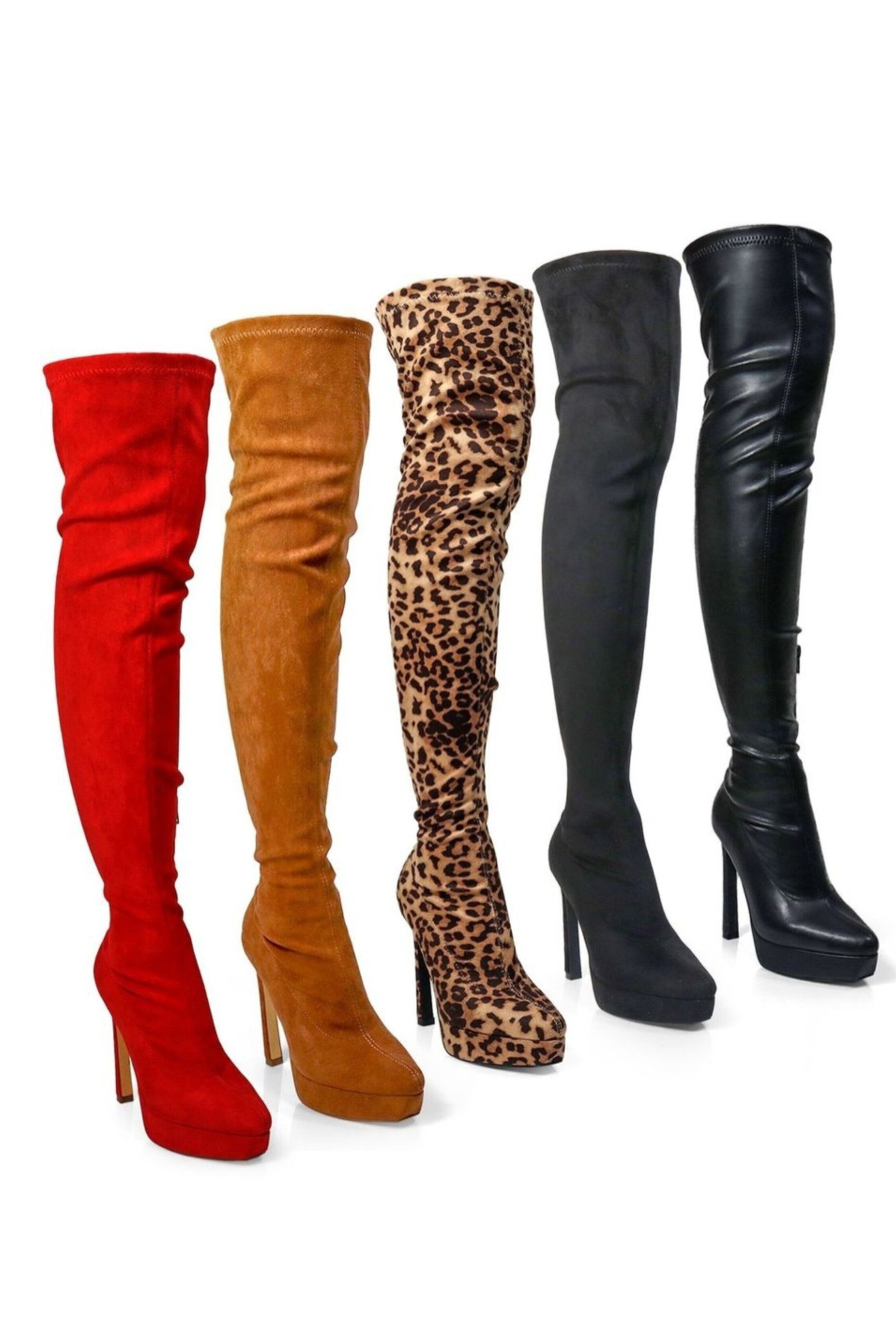 FAUX SUEDE/ LEATHER HIGH BOOTS