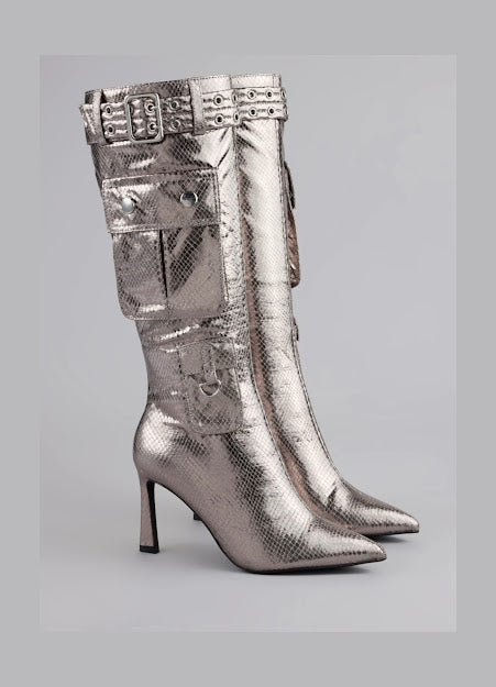 HOT BUCKLED STILLETO BOOTS
