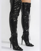 STAR FAUX LEATHER HIGH BOOTS