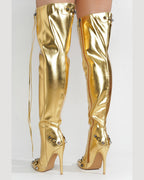 STAR FAUX LEATHER HIGH BOOTS