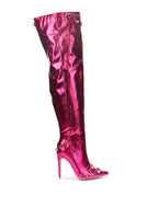 STAR FAUX LEATHER HIGH BOOTS