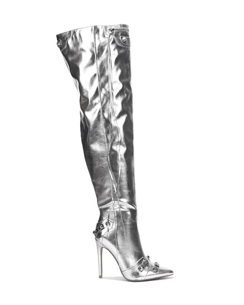 STAR FAUX LEATHER HIGH BOOTS