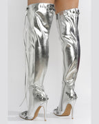 STAR FAUX LEATHER HIGH BOOTS