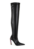 EMBELLISHED MULTI LEATHER HIGH BOOTS