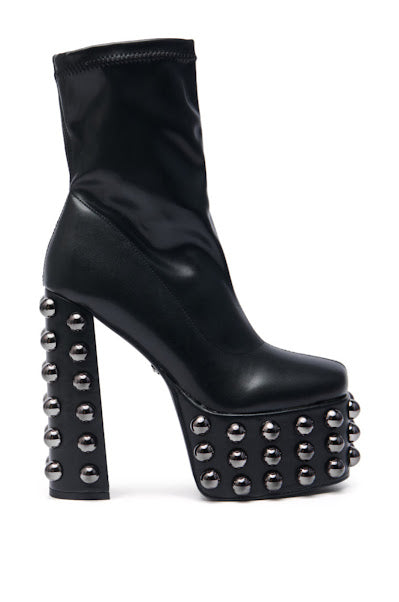 GUN METAL PLATFORM BOOTIES