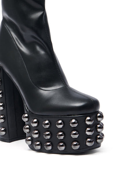 GUN METAL PLATFORM BOOTIES