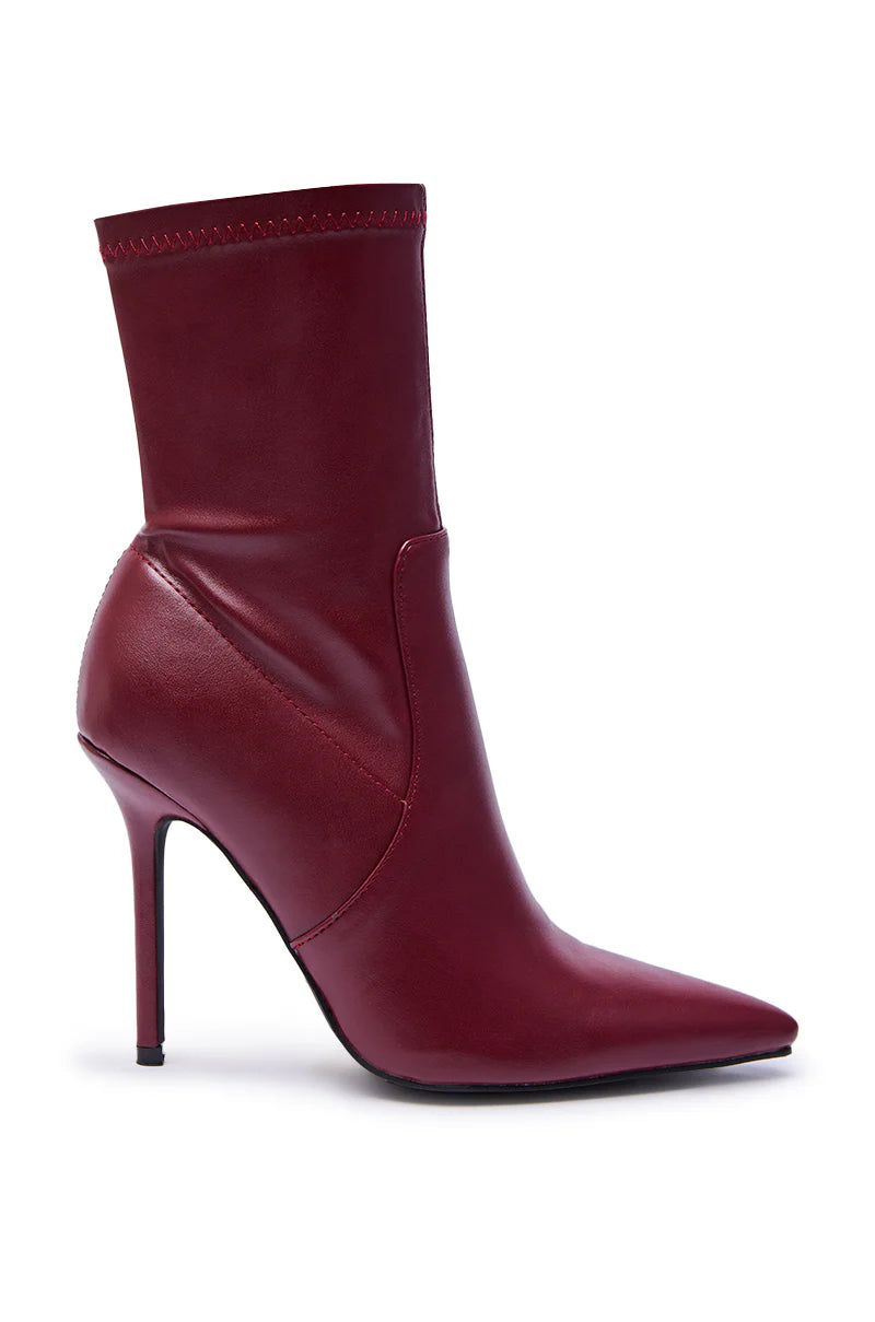 Faux Leather Burgundy Bootie
