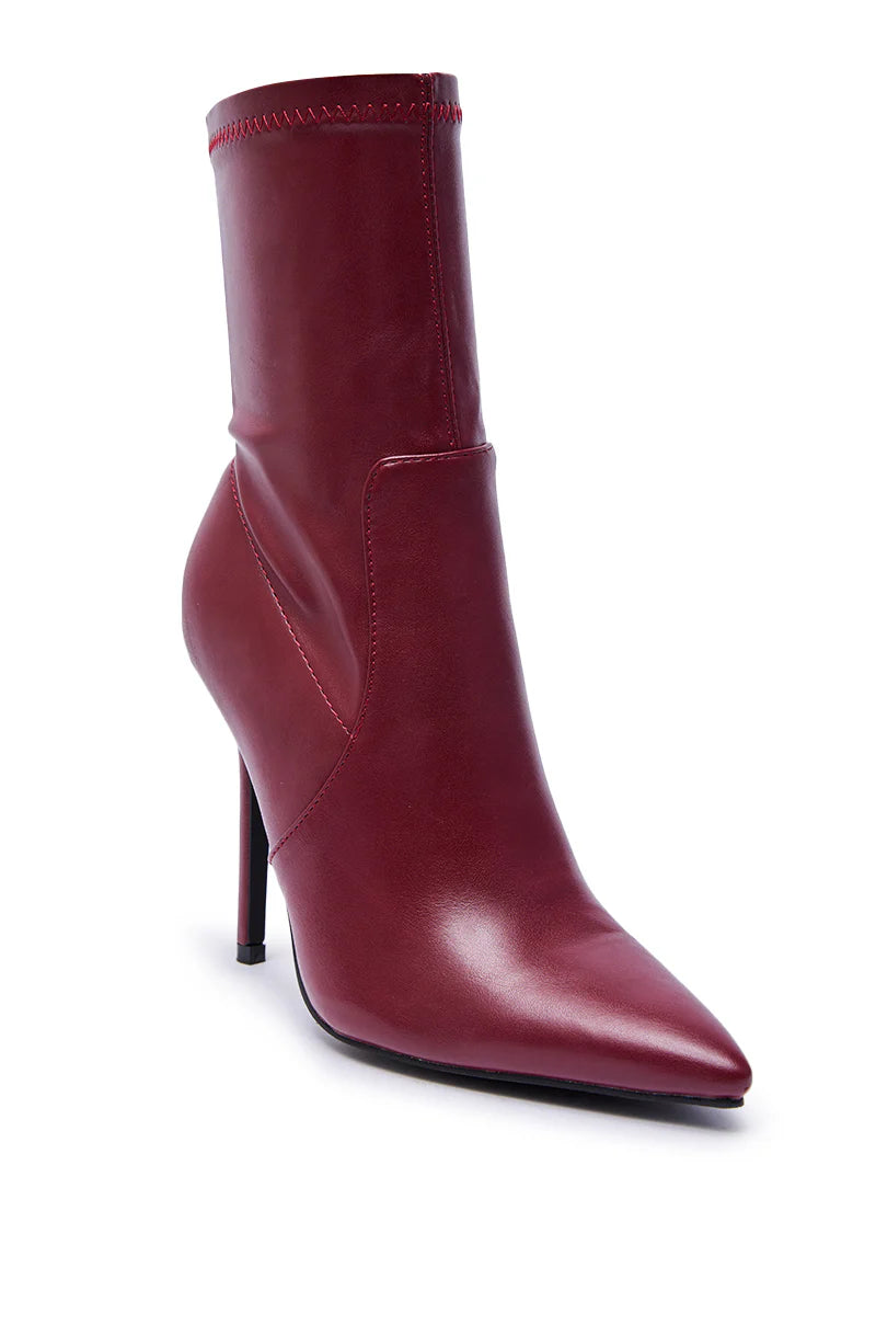 Faux Leather Burgundy Bootie