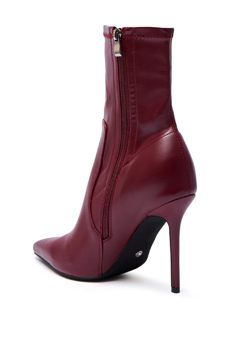 Faux Leather Burgundy Bootie