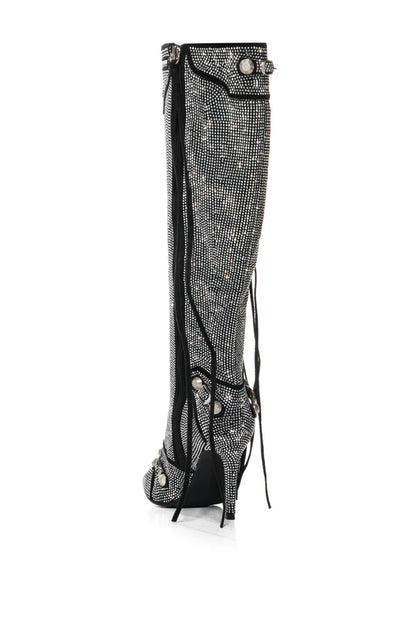 Rhinestone Knee Pointy Boot