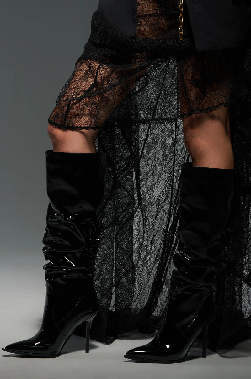 PU SLOUCH KNEE BOOTS