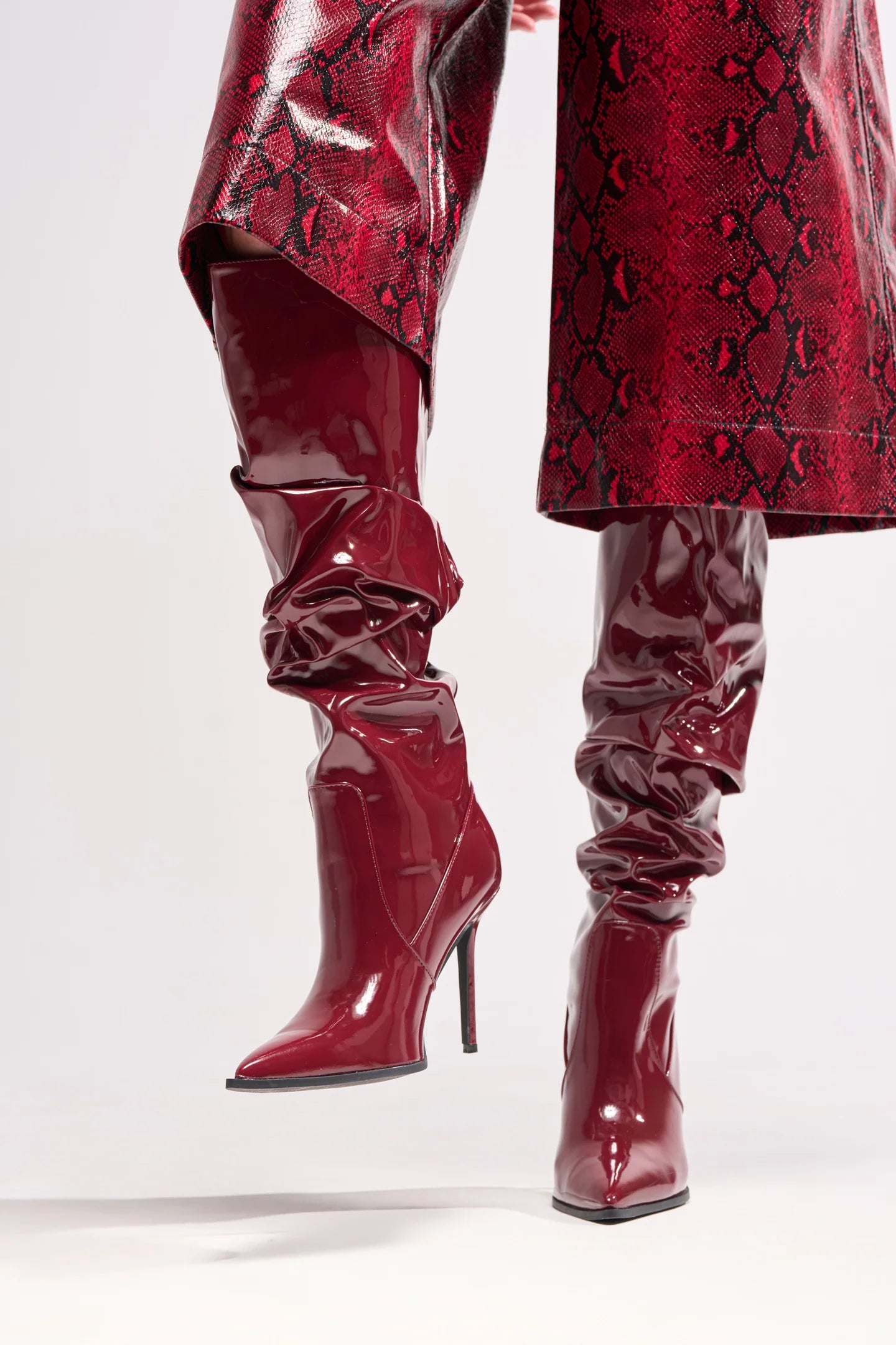 PU SLOUCH KNEE BOOTS