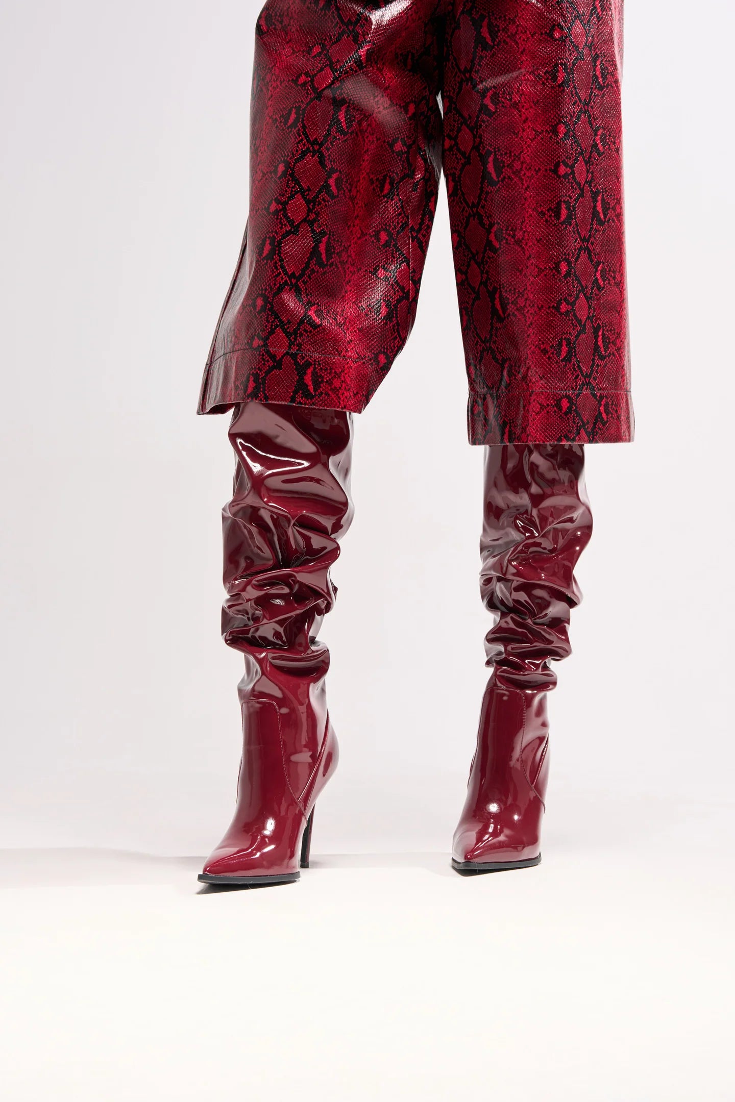 PU SLOUCH KNEE BOOTS