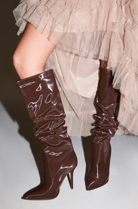 PU SLOUCH KNEE BOOTS