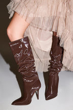 PU SLOUCH KNEE BOOTS