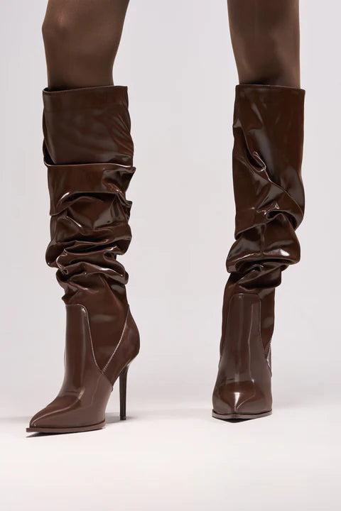 PU SLOUCH KNEE BOOTS