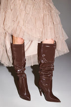 PU SLOUCH KNEE BOOTS